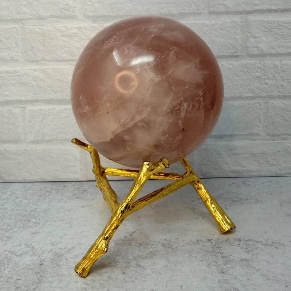 Gold Branch Sphere Stand Crystal Ball Holder Brass Tone Altar Decor